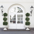 Artificial Topiaries Ball Tree Outdoor, 4.8ft Fake Topiary Triple Ball Boxwood Trees(2 Pieces), Faux Shrubs Plants Potted Artificial Tree Green Decorative Indoor Porch or Garden 57inch