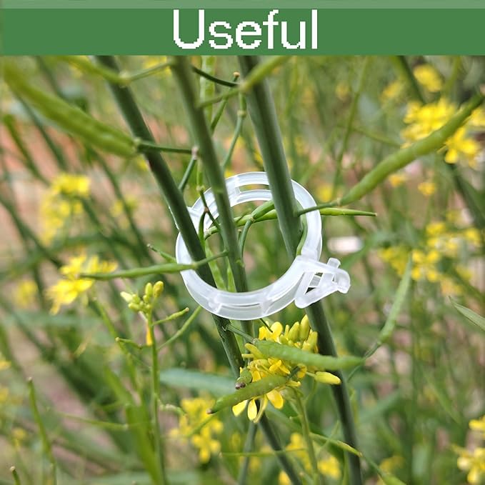 Plant Support Clips -100PK, White Tomato Clips for String Trellis, Grape Vine Clips for Garden Netting Climbing Plants, Secured Plastic Plant Clips