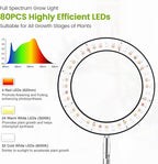 Kullsinss Grow Lights for Indoor Plants, 80 LEDs Full Spectrum Plant Grow Light with 2 Mounting Options, 6/12/16H Timer, 3 Spectrum Modes, 37 in Height Adjustable Desk Growing Lamp (Black/2-Pack)