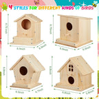 Liliful 24 Pack Birdhouse Crafts for Kids, Wooden Creative DIY Bird House Kits Arts and Crafts Set for Kids and Adults, Spring Birthday Gifts for Toddlers Ages (Seasonal Style)