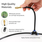Bluepro Drip Irrigation System 100FT 1/4", 2026-Upgrade Garden Sprinkler Kit with 16PCS 360° Adjustable Copper Nozzles, Automatic Misting Watering System for Raised Beds, Greenhouse, Lawn, Patio, Yard