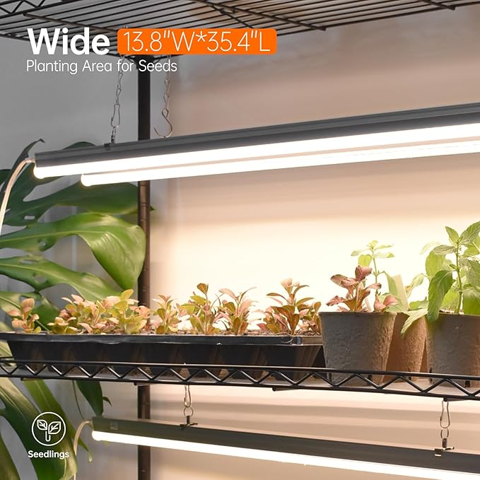 Bstrip Plant Shelf with Grow Light, Tall Grow Light Shelf, Plant Stand with 6 Pack 90W Full Spectrum Plant Lights for Indoor Plants, Seed Starting, Seed Tray, 35.4" Lx13.8 Wx70.8 H