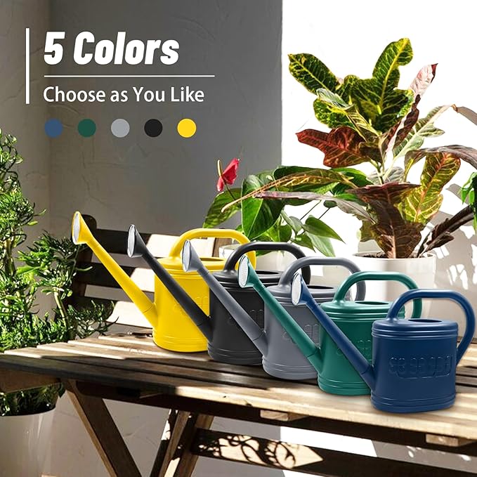 2 Gallon Watering Can, Outdoor Watering Can for Plants, Garden Water Can with Removable Long Spout and Stainless Steel Sprinkler Head, Large Water Can for Greenhouse (Yellow, 2 Gallon)
