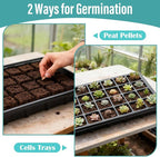 RooTrimmer 10-Pack XL Seed Starter Tray with Dome – 24 Large 2" Cells per Seedling Starter Trays (Total 240 Cells), Seed Growing Tray with Humidity Lids for Greenhouse Home Plant Propagation