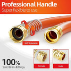 SPECILITE Garden Water Hose 25 ft x 3/4 in Heavy Duty, Flexible and Lightweight, Burst 600 psi, Kink-less Hybrid Rubber Pipe for Backyard, 3/4'' Brass Fittings, Orange