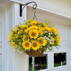 Artificial Sunflowers Faux Flowers Plants for Spring Outdoor UV Resistant, Fake Silk Realistic Yellow Sun Flowers for Easter Outside Porch Planters Patio Home Decoration, 8 Bundles
