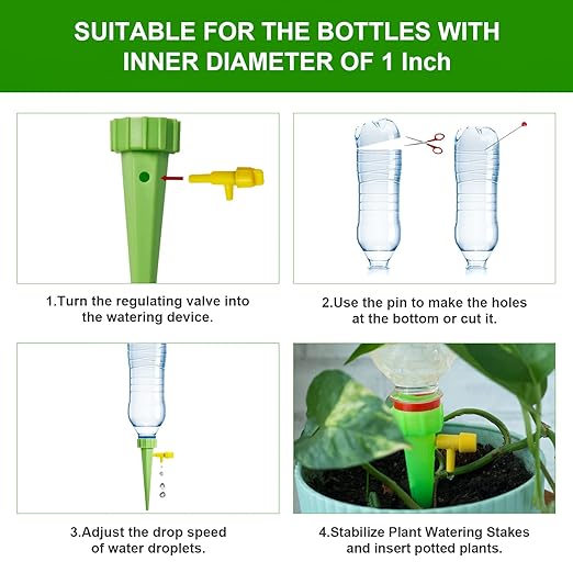 Plant Watering Devices Self Spike Planter Drip, Vacation Watering System for Indoor and Outdoor Pots, 10 PCS Set