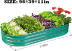 Rakukiri Raised Garden Bed GRS Certified Galvanized Planter Box Outdoor, 8ft Oval Rot-Resistant Metal Garden Bed Planter, Recycled Material Planter for Vegetables Flowers Herbs (Green)