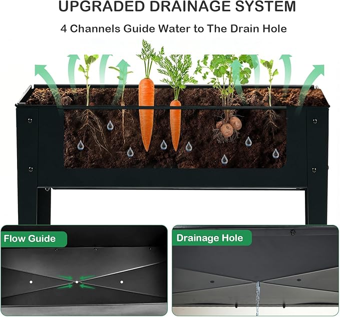31.5" Tall Raised Garden Bed with Wheels, Extra 15.7" W Planter Box (400 lbs Loads) with Storage Shelf & Handle,Heavy Duty Metal Garden Planter for Vegetables, Herbs & Flowers, Patio & Balcony