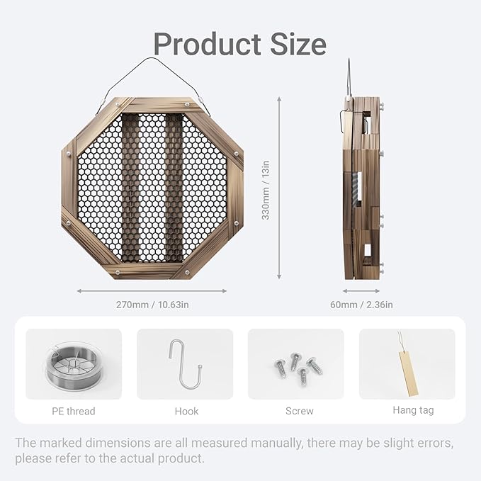 12.8 Inches Staghorn Fern Mounting Kit Orchid Mounting Wood Hanging Plant Frame Wall Planter Plant Holder Basket for Orchids Staghorn Fern Tropical Plants (325x325x60mm)