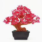Colorsheng Feng Shui Quartz Crystal Money Tree Bonsai Style Decoration for Luck and Wealth (Red)