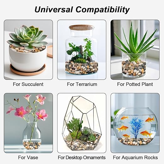 Virekm River Rocks, Decorative Ornamental Pebbles,Garden Landscaping Stones,Gravel Filler for Home Decoration Flower Bed Fish Tank Plants Vases Succulents