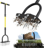Jardineer Lawn Aerator Spike Tool, 36" Manual Yard Aeration Tool with 12 Thickened Steel Spikes, Pre-Assembled Grass Aerator for Soil Loosening & Yard Aeration in Lawn, Yard and Garden