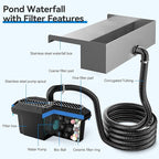 POPOSOAP 12INCH Pond Waterfall Spillway with Multi-Stage Pond Filter & RGB LED Lights APP/Remote Control, 40W 660GPH Pump with 9.8FT Tubing for Garden Ponds, Aquariums, Outdoor Landscapes-P7331D