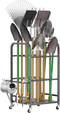 WALMANN Garden Tool Organizer with Wheels for Garage, Rakes/Shovels/Yard Tools Stand for Garden, Shed, Indoor/Outdoor Long-Handled Tools Rolling Cart(Small)