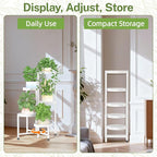 iDavosic.ly Plant Stand Indoor Outdoor, 5 Tier Corner Metal Flower Display Holder Shelf, Folding Tall Orchid Rack for Patio Balcony Porch Garden Living Room House, White