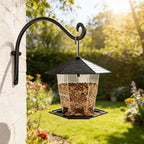 Lifyzoon Hanging Plant Brackets Outdoor: 50lbs Weight Capacity - Hanging Bird Feeder Hangers, 12-Inch Black Metal Outdoor Wall Hooks for Heavy Plants - 4 Pack, Birdhouse, Wind Chimes