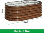 SnugNiture 3 Pcs 4x2x1.5ft Raised Garden Bed Outdoor, 17" Tall Galvanized Metal Planter Box, Oval Raised Garden Bed Kit for Planting Vegetables Plants Fruits, Brown