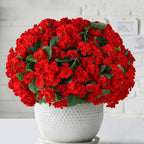 26Pcs Geranium Artificial Flowers for Outdoors Decoration Geranium Silk Flowers Outsides UV Resistant Garden Plants Faux Flower for Front Door Garden Porch Planter Patio Balcony Yard Indoor Home (Red)