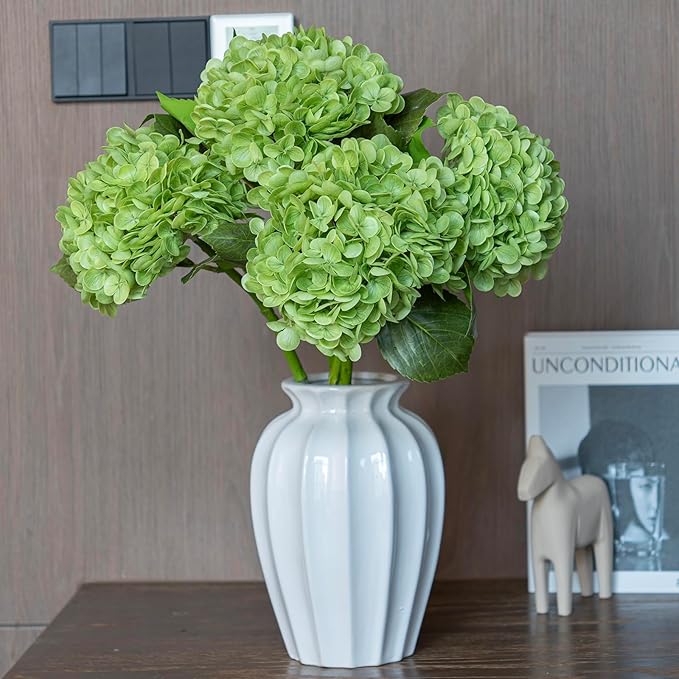 DUYONE 3PCS 22 inch Realistic Artificial Hydrangea Large Real Touch Flowers Artificial Flowers Dry Flowers Outdoor Wedding Christmas Office Family Party Living Room Table Decoration (Green)