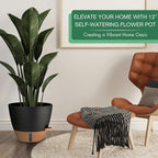 montresor 12/10/8 Inch Self Watering Pots for Indoor Plants Plastic Large Plant Pots for Outdoor Plants, Water Level Window & Spacious Reservoir Flower Pots Decorative Planter with Drainage and Tray