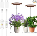 Yadoker 144 LEDs Plant Grow Light for Indoor Plant,Walnut Wood Grain Aluminum LED Grow Light with White Base, Height Adjustable,6.3" Aluminum Housing,Automatic Timer with 8/12/16 Hours,2 Pack