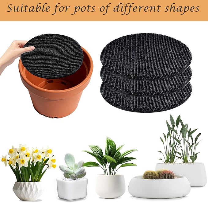 3Pcs 12inch Round Pot Mesh Drainage Discs Double Layer Plant Pot Hole Insert Pads Cutable Bonsai Pot Bottom Grid Mat Mesh Reusable for Indoor Outdoor Potted Plant Prevent Soil Loss Keep Roots Healthy