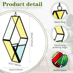 Hushee 4 Pcs Stained Glass Hanging Plant Terrariums Hanging Glass Planter Air Plant Holders with Chain for Window Christmas Home Decor Gifts for Mom Women, 7.87 x 3.94 x 1.97 Inch(Bright Color)