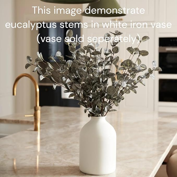 RyddeligHome 6 Branches Artificial Long Eucalpytus Stems for Tall Vase, Eucalyptus Centerpieces for Tables, 23" Dusty Green Faux Stems for Vase, Realistic Greenery Branches Fillers for Home Décor