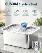 3 Gallon Stainless Steel Dog Water Fountain, BPA-Free Automatic Pet Water Dispenser with Quiet Pump, Easy to Clean, Large Capacity for Large Dogs and Multi-Pet Households