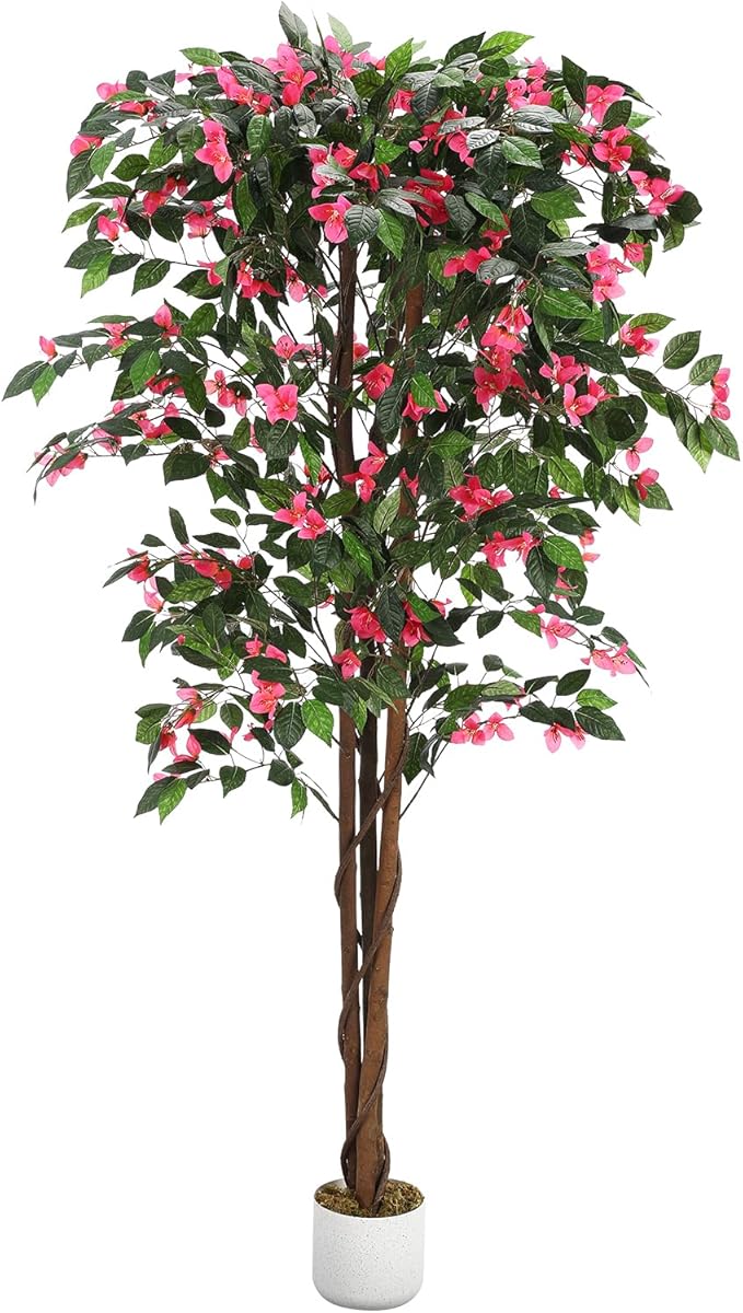 Garvee 6FT Artificial Bougainvillea Tree, Faux Silk Bougainvillea Plant in Pot, Indoor Outdoor Decor, Potted Faux Flower Tree for Home Office Garden Living Room