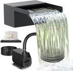 Biling Pond Waterfall Spillway Kit, 8” Waterfall Box with 660 GPH Powerful Pump, Triple Filtration System (Ceramic Rings & Sponge), Complete DIY Water Feature Kit for Garden Ponds, Streams and Patio