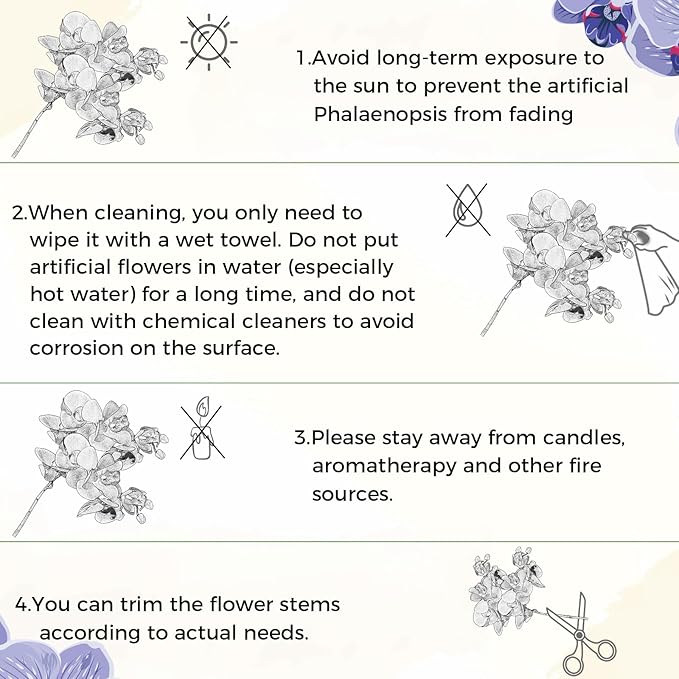 Chuangdi 2 Pcs Artificial Phalaenopsis with Suction Cups Terrarium Plant Decoration Reptile Habitat Plant Decor for Hermit Crab Lizards Geckos Snake(Teal Blue,White,Classical)