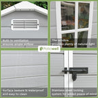 Patiowell 6 x 4 FT Plastic Outdoor Storage Shed with Floor, Resin Outside Sheds with Window, Garden Tool Shed with Lockable Door for Patio Storage, Backyard, Light Gray