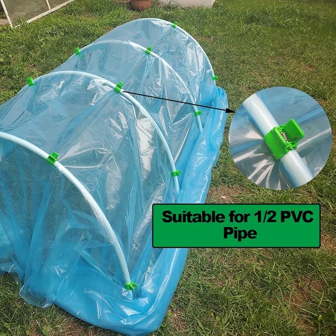 Greenhouse Clamps for 1/2 Inch PVC Pipe, Greenhouse Hoops,Support Frame, Grow Tunnel,Plant Support Garden Stakes.For Fixing Plant Cover, Garden Plastic Sheeting, Film Row Cover, Net.