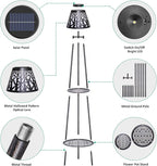 2 Pack Outdoor Solar Floor Lamp with Plant Stand, Waterproof Metal Garden Lights with 2-Tier Shelves, Decorative LED Cordless Patio Lamp for Porch, Deck, Balcony, Yard & Corner Decor (Bronze)