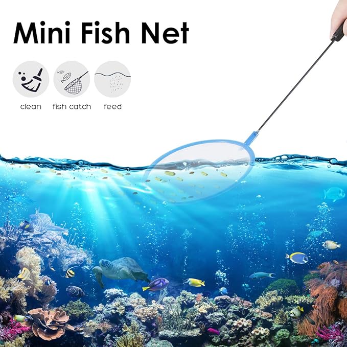 Turtle Tank with Multi-Function Areas, Easy Assembly, Ideal for Small Turtles & Reptiles, Includes Plastic Tree & Fishing Net