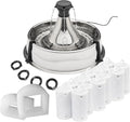 PetSafe Stainless Multi-Pet Fountain with Extra Filters Great for Multiple Pet Households Customizable Stream Options Scratch and Rust Resistant 128 Oz Water Capacity Fresh, Filtered Water