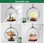 hismocal 4 Pack Hanging Planters for Indoor Plants,Plant Hanger with Sturdy Wood Base,Modern Boho Macrame Plant Hanger,Wall Ceiling Window Stands(Plants/Pots Not Included)