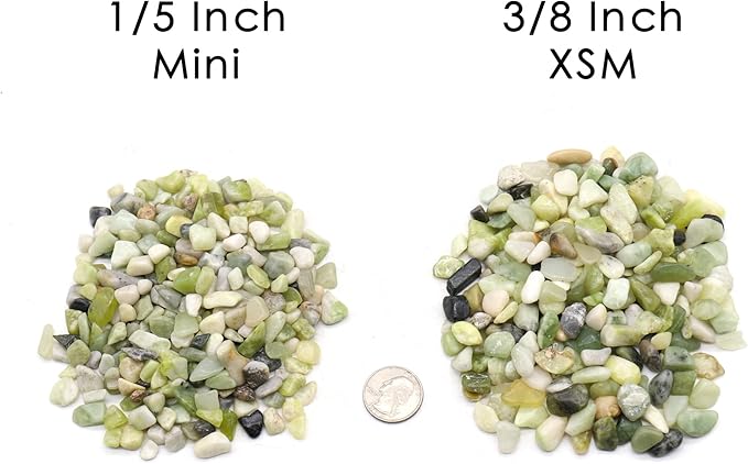 Rocks for Plants. Green Jade Decorative Polished Pebbles. 1/5 Inch – 5 lbs for Garden, Vase fillers, Crafting, Succulents, pots, Plants (Mini (0.2 Inch), Green Jade - Polished, 5)