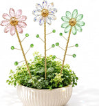 Crystal Flower Suncatchers for Outdoor Garden Potted Plants Decorations, Window Sun Catchers Crystals Rainbow Maker Light Catcher Indoor Outdoor Garden Decor