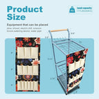 Garden Tool Organizer with Wheels Heavy Duty Yard Tool Organizer Rack with Side Storage Pockets Sturdy Metal Steel Holder with 6 Hooks for Garage, Yard, Patio, Shed