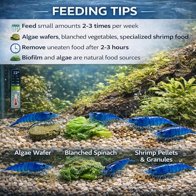 10+ Live Blue Dream Neocaridina Shrimp - Premium Freshwater Aquarium Invertebrates for Planted Tanks, Breeding Stock with Live Arrival Guarantee
