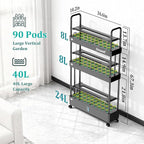 Growell 90-Pod Hydroponics Growing System, Large Vertical Hydroponic Garden with Smart Full-Spectrum Grow Lights, Auto Circulating Water, Mobile Indoor Gardening System for Herbs, Vegetables & Fruits