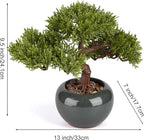 9.5 Inch Artificial Bonsai Tree with Ceramic Pot - Decorative Fake Plant for Home Office Living Room Window Sill, Fake Plants for Year-Round Decoration（Gray）
