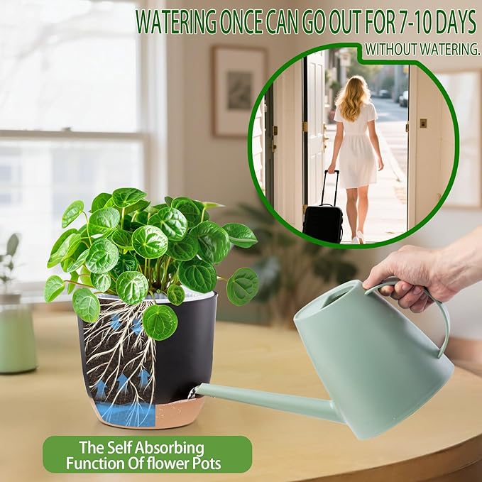 7.2 Inch Self Watering Orchid Pots for Indoor Plants,Macetas para Orqudeas,Flower Pots for Indoor Plants with Holes（Black）