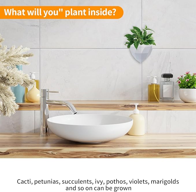 Heart Self Watering Planter | Indoor Wall Planters for Indoor Plants | Vertical Succulent Wall Planters | Create A Wall Garden Without Drilling (White)