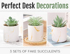 Der Rose 3 Pack Small Fake Plants Succulents Plants Artificial in Pots for Home Office Desk Decor for Women