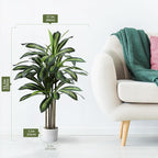 Artificial Dracaena Tree 4FT Fake Plant with White Small Planter Faux Silk Tall Floor Plant in Pot Artificial Tree for Home Office Living Room Decor Indoor