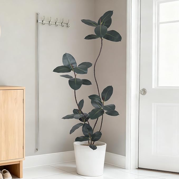 Artificial Rubber Tree 6FT(72in) Tall Faux Trees with Realistic Leaves, Fake Rubber Floor Potted Artificial Plants for Home Office Living Room Indoor Outdoor Decor (6feet,1Pack)
